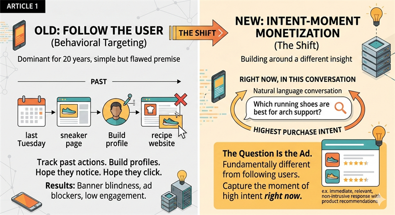 For decades, digital advertising followed the user. The stronger play is the moment they ask a specific question in